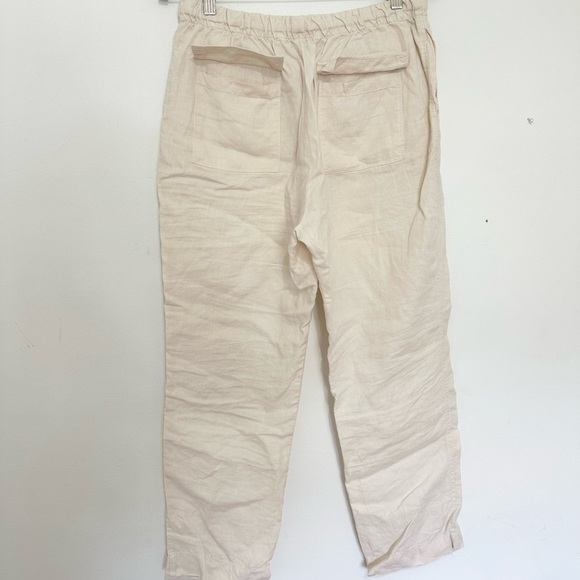 Zara Ivory Elastic Band Tie High Waisted Pants Size M boho Lagenlook linen blend - Picture 4 of 4